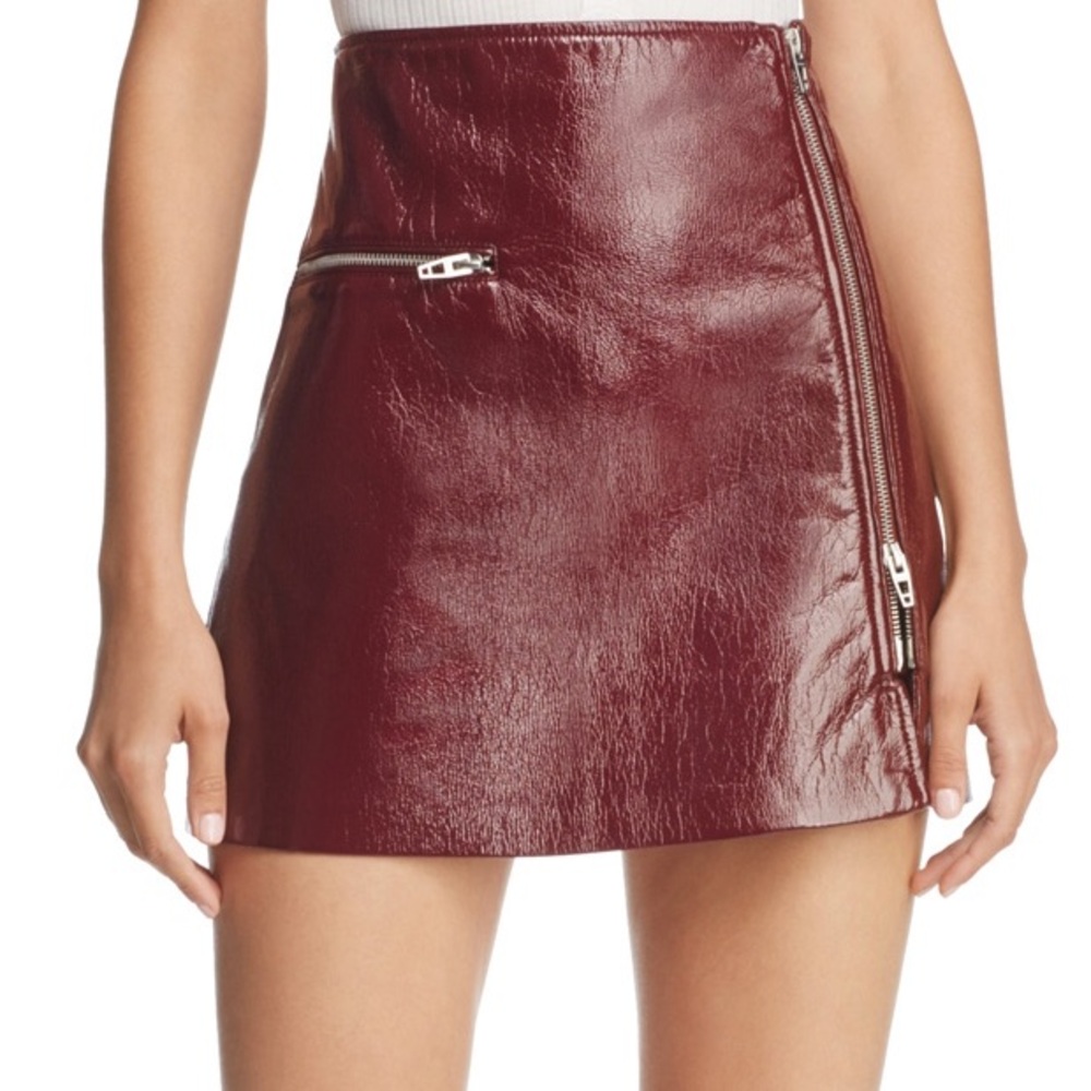 NWT | Blank NYC x Revolve | Faux Leather Zip Mini Skirt in Maroon | Sz 24